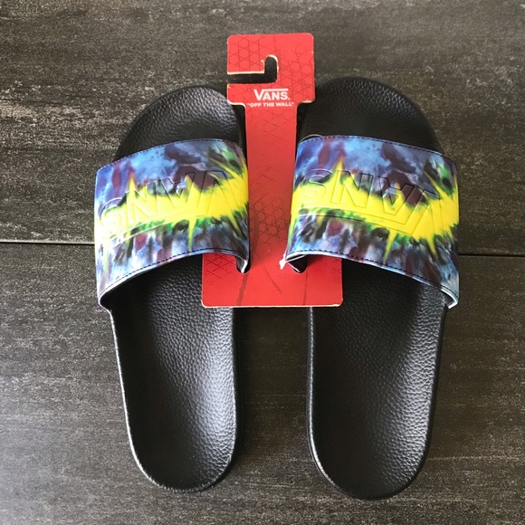 NEW Vans Tie Dye Black Slides Sandals - Picture 2 of 5